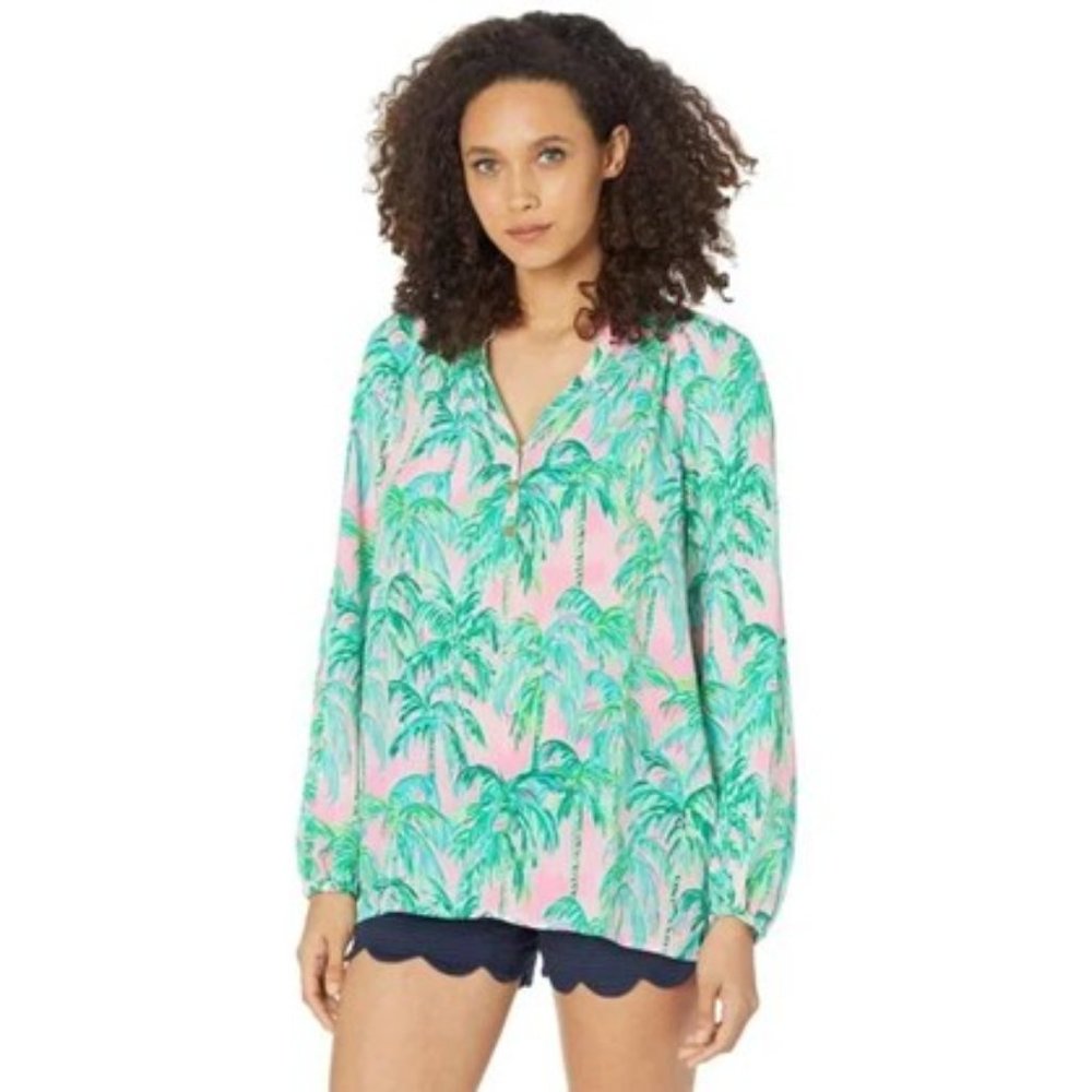 NEW w/o tag. Lilly Pulitzer Elsa blouse with v neck detail. Pink Blossom Suite